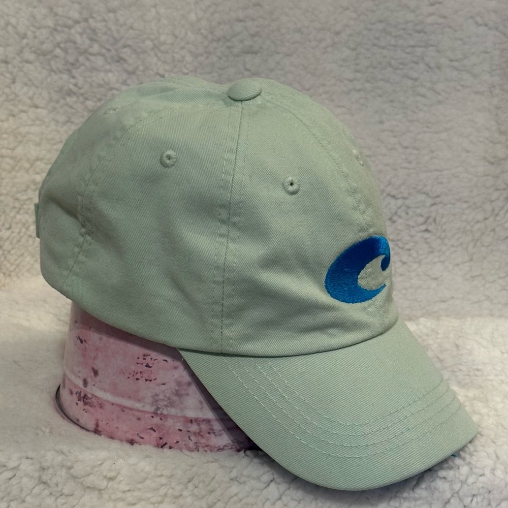 Costa Del Mar Velcro Closure Baseball Cap Embroidered Blue C Letter Logo Green - Picture 2 of 10